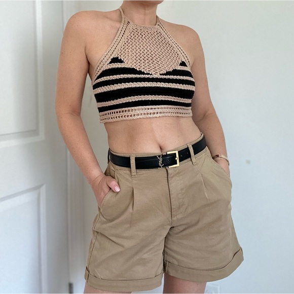 Crop Halter Crochet Knit Top - Picture 1 of 6